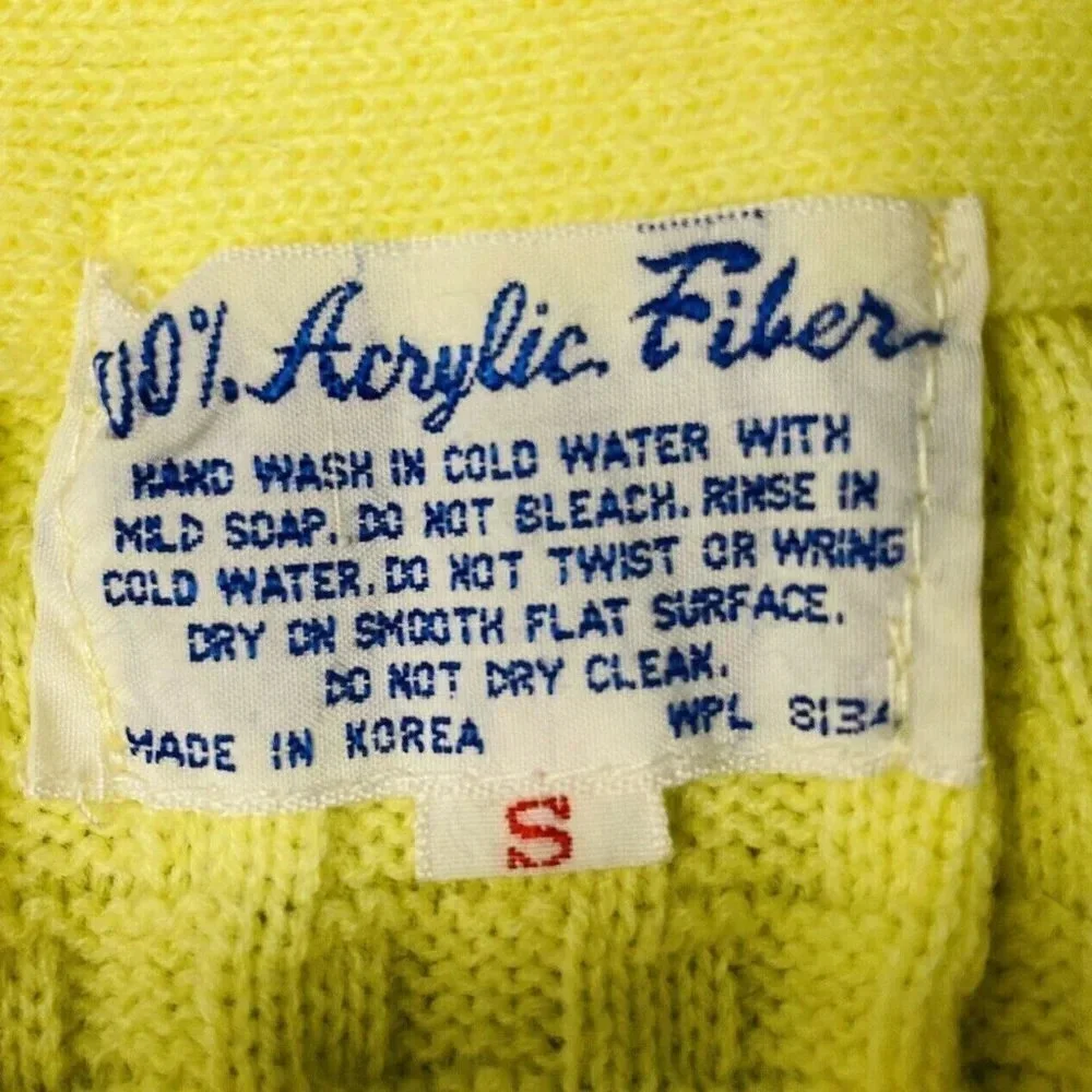 Women Sleeveless Pull Over 100% Acrylic Fiber Yellow Knitted Top Size Small  Qua - Picture 12 of 12